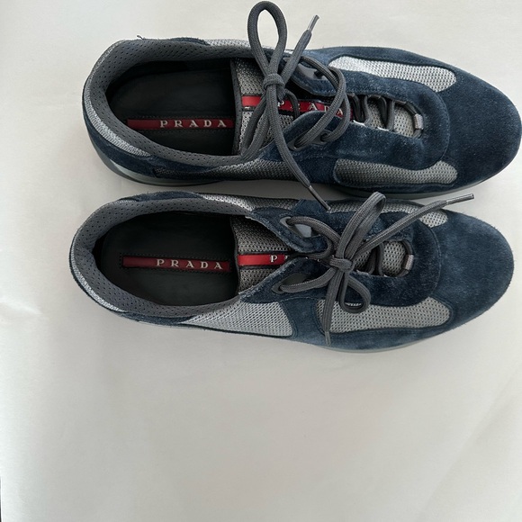 Prada Men’s America’s Cup Rare Blue Suede with gray nylon inlays 10.5 PS 0906 - Picture 2 of 5
